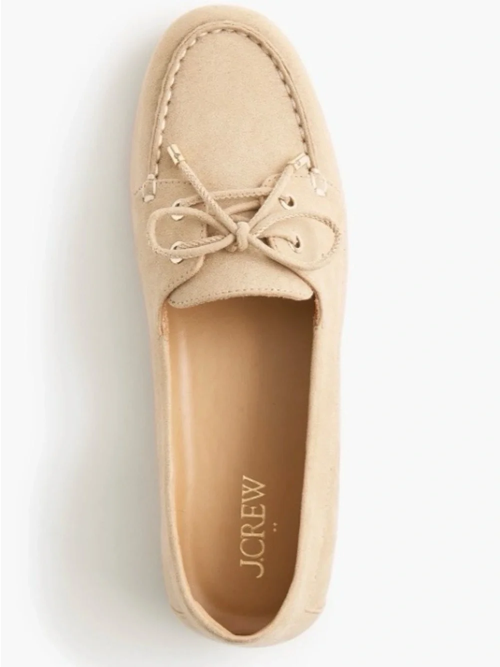 NWT Light Khaki Beige Suede Tie-Front Loafers - Women Shoes
